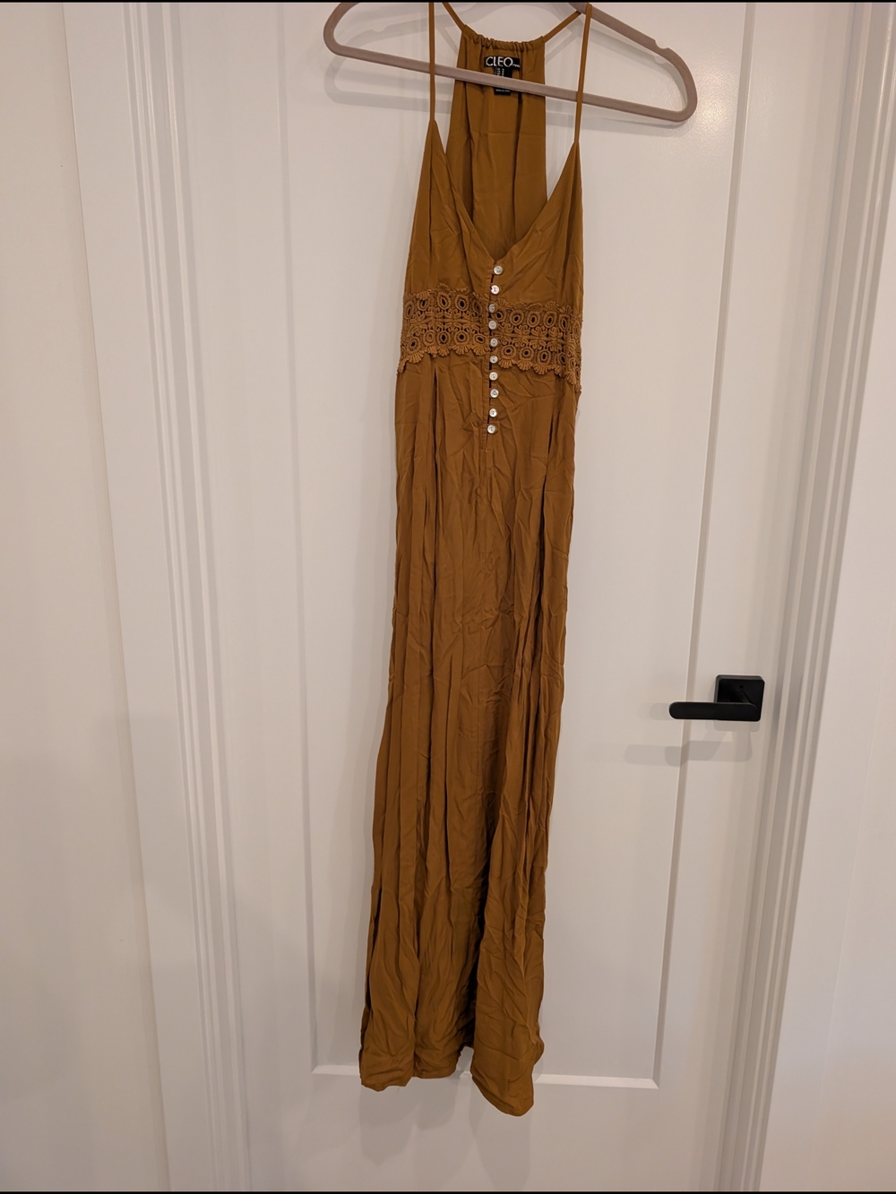 Mustard Crochet-Waist Maxi Dress